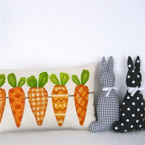Easter Pillow Cover 12X20 Inch Five Watercolor Carrots Decorations - Picture 3 of 7